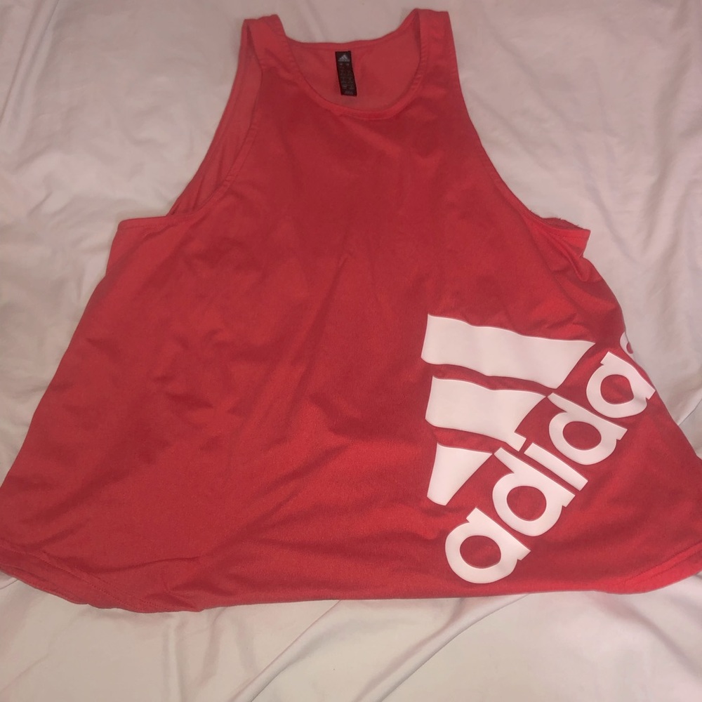 Adidas workout sleeveless top, size Large, pink in color